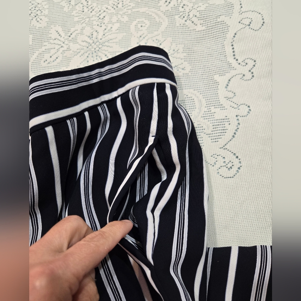 Ann Taylor Blue and White Striped Wide Leg Pants - Picture 6 of 12